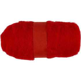 Pelote de laine cardée, rouge, 100gr