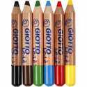  Crayons de couleur, mine: 6 mm, d: 13 mm, Couleurs assorties, 6pièces, L: 10,5 cm