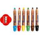 Crayons divers et feutres Crayons de couleur, mine: 6 mm, d: 13 mm, Couleurs assorties, 6pièces, L: 10,5 cm