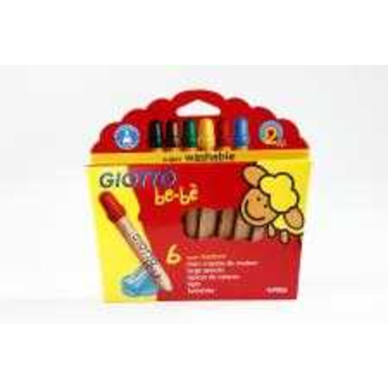 GIOTTO bé-bé Crayons de couleur, mine: 6 mm, d: 13 mm, Couleurs assorties, 6pièces, L: 10,5 cm