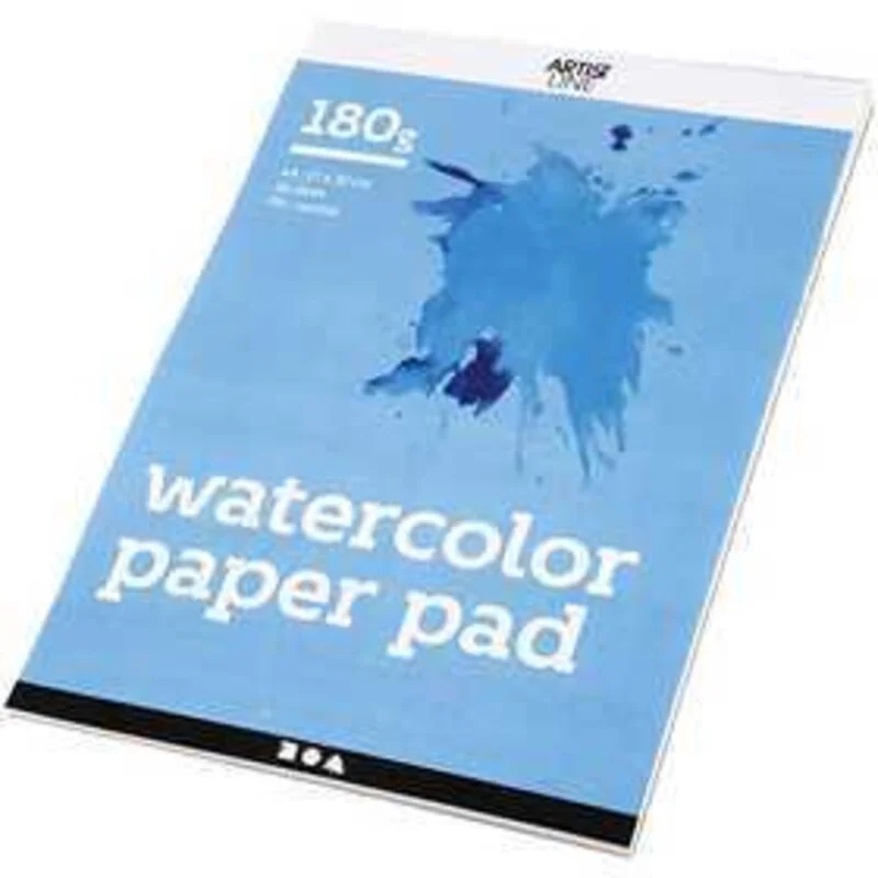 Bloc de papier aquarelle, A4 210x297 mm, 180 gr, blanc, 20flles