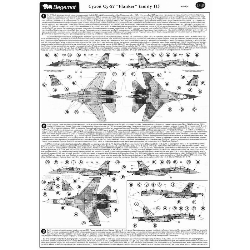 Décal Sukhoi Su-27 Flanker family Part 1. (22) Variety of camouflage schemes operated by Russia Uzbekistan India `Hunting Hawks'