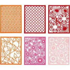 Bloc de papier cartonné avec des motifs façon dentelle, A6 104x146 mm, 200 gr, orange, rose, rose, rouge, 24pièces