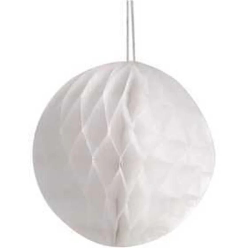 Pompon en papier de soie, d: 8 cm, blanc, 10pièces