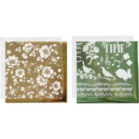 Film décoratif et feuille de papier transfert, feuille 15x15 cm, vert, or, fleurs, 2x2flles