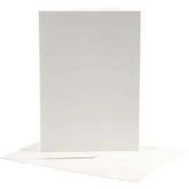 Cartes et enveloppes, dimension carte 12,5x17,5 cm, dimension enveloppes 14x19 cm, blanc cassé, 10sets