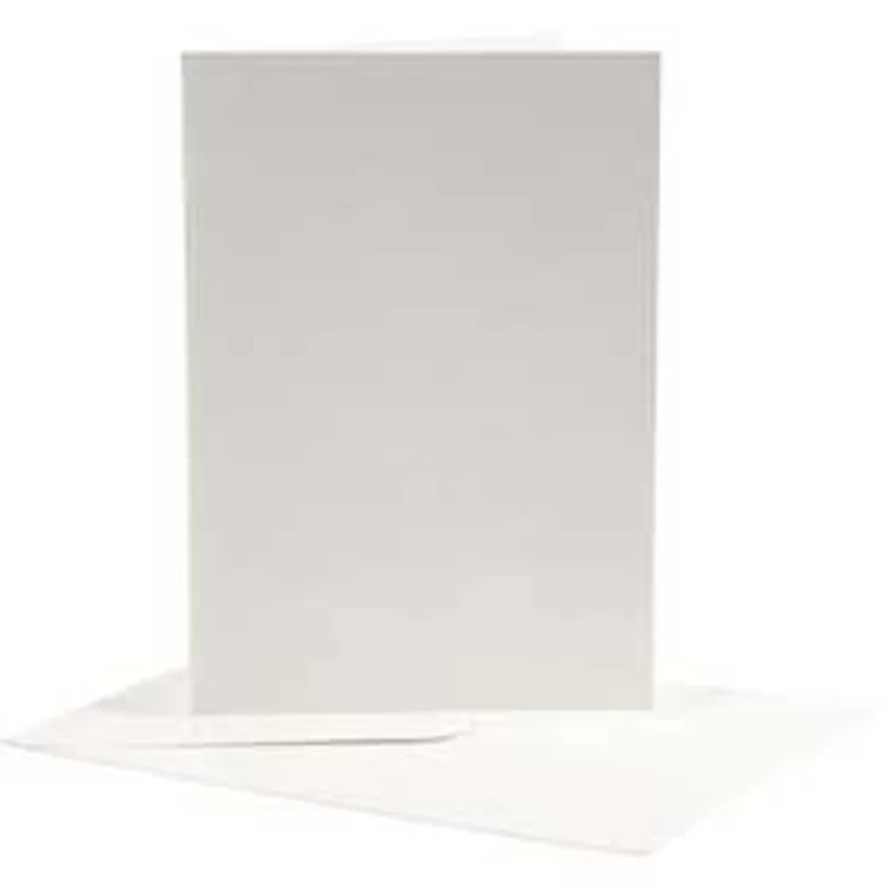 Cartes et enveloppes, dimension carte 12,5x17,5 cm, dimension enveloppes 14x19 cm, blanc cassé, 10sets