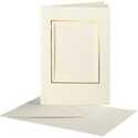 Cartes cadres et enveloppes, dimension carte 10,5x15 cm, dimension enveloppes 11,5x16,5 cm, blanc cassé, rectangulaire avec bord