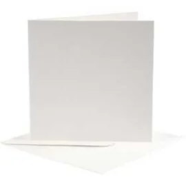 Cartes et enveloppes, dimension carte 12,5x12,5 cm, dimension enveloppes 13,5x13,5 cm, blanc cassé, 10sets