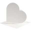 Cartes en forme de coeur, dimension carte 12,5x12,5 cm, dimension enveloppes 13,5x13,5 cm, blanc cassé, 10sets