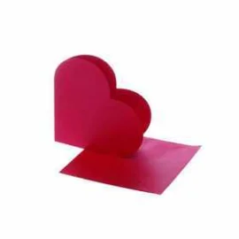 Cartes en forme de coeur, dimension carte 12,5x12,5 cm, dimension enveloppes 13,5x13,5 cm, rouge, 10sets