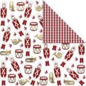 Papier design, feuille 30,5x30,5 cm, 180 gr, blanc, or, rouge, casse-noisette, 3flles