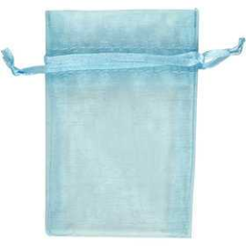 Textile Sacs en Organza, bleu clair, dim. 7x10 cm, 10pièces
