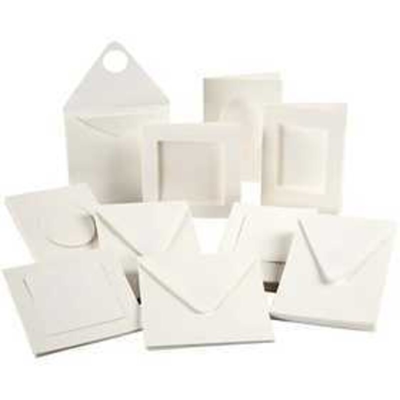 Cartes passe-partout, dim. 12,5x12,5 cm, dim. 10,5x15 cm, blanc cassé, 50sets