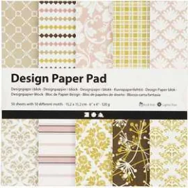 Bloc de Papier design, feuille 15,2x15,2 cm, 120 gr, vert, rose, 50flles