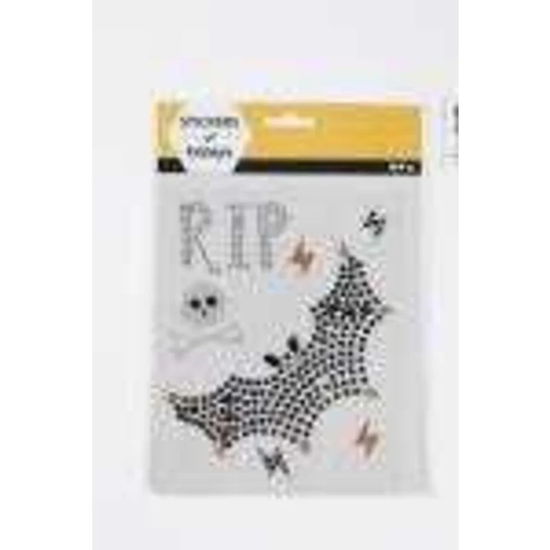 Autocollants pierres de strass, feuille 14x17 cm, RIP et chauve souris, 1flles