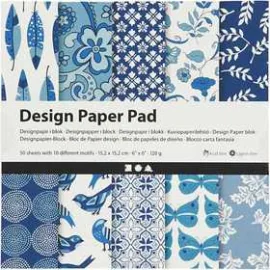 Bloc de Papier design, feuille 15,2x15,2 cm, 120 gr, bleu, 50flles