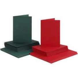 Cartes & Enveloppes, dimension carte 10,5x15 cm, dimension enveloppes 11,5x16,5 cm, vert, rouge, 50sets