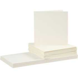 Cartes & Enveloppes, dimension carte 15x15 cm, dimension enveloppes 16x16 cm, blanc cassé, 50sets