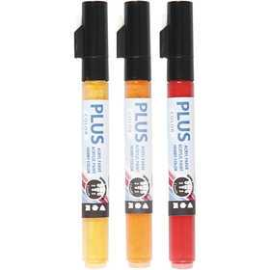Crayons divers et feutres Feutres Plus Color, trait: 1-2 mm, L: 14,5 cm, crimson red, pumpkin, yellow sun, 3pièces