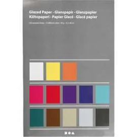 Papier glacé, feuille 32x48 cm, 80 gr, Couleurs assorties, 100flles