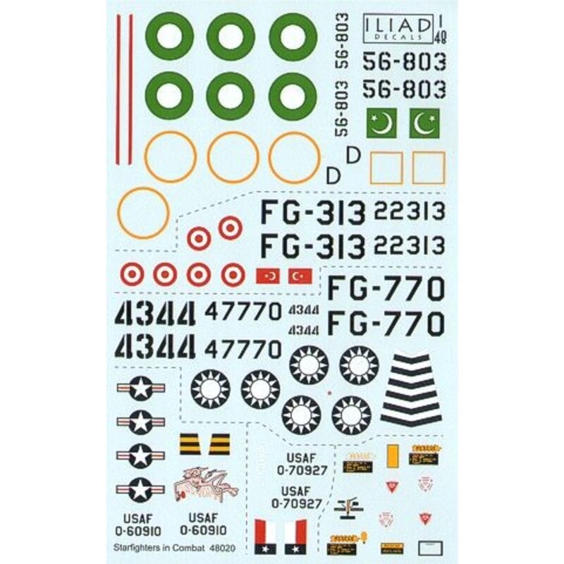 Décal Lockheed F-104 Starfighters in Combat (6) Lockheed F-104A D Pakistan Air Force Lockheed F-104C 0-70927 Debbbie Sue and 0-6
