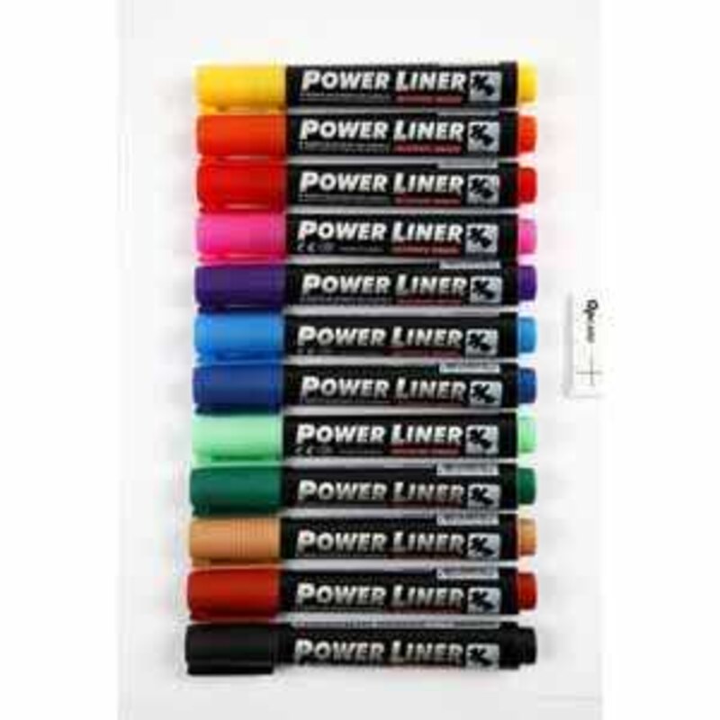  Power Liner, trait: 1,5-3 mm, Couleurs assorties, 12assortis