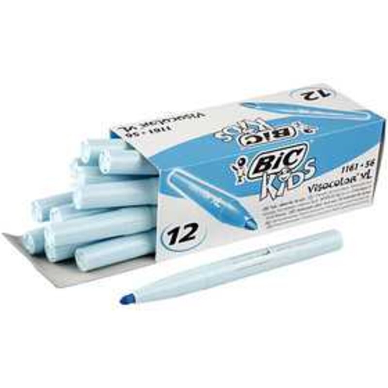 Crayons divers et feutres Feutre Visacolor, trait: 3 mm, bleu clair, 12pièces