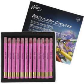 Craies Crayons cire aquarellables, ép. 8 mm, L: 9,3 cm, rose froid (316), 12pièces