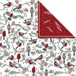 Papier design, feuille 30,5x30,5 cm, 180 gr, oiseaux et branches, 5flles