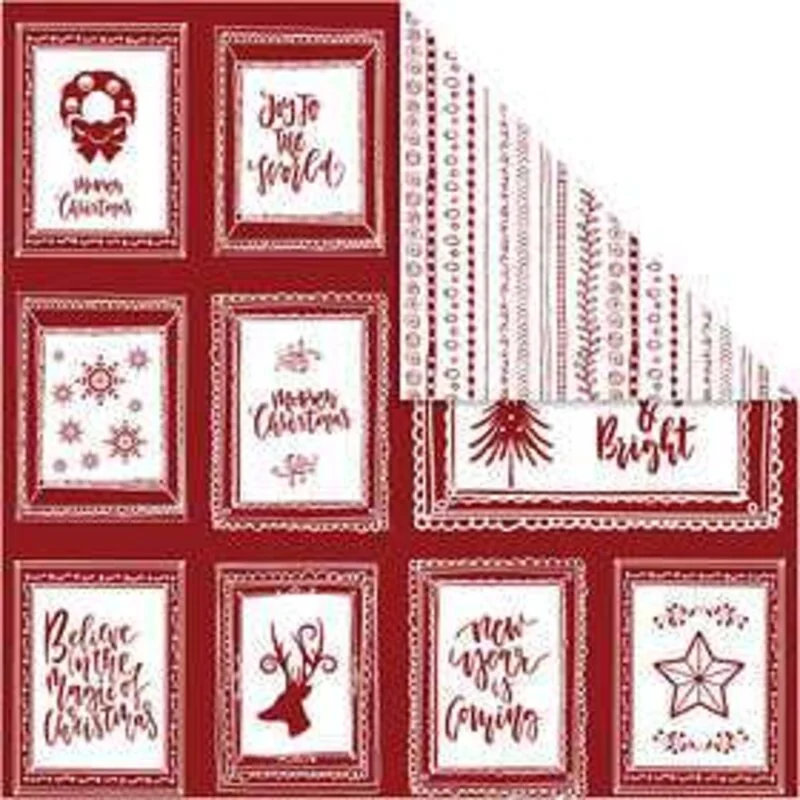 Papier design, feuille 30,5x30,5 cm, 180 gr, cadres avec texte et doodles, 5flles