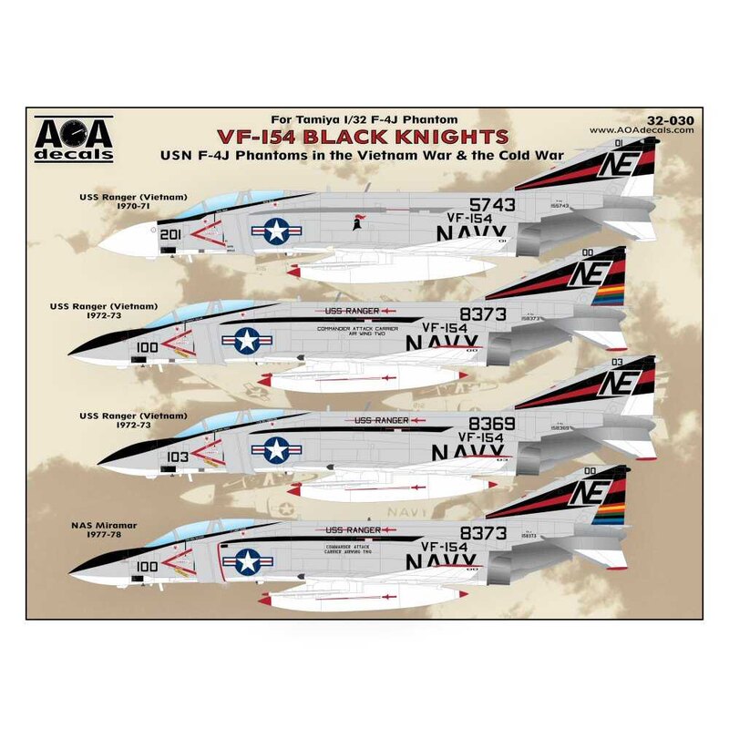 Décal VF-154 Black Knights - Les fantômes USN McDonnell F-4J dans la guerre du Vietnam et la guerre froide. Cette fiche couvre u