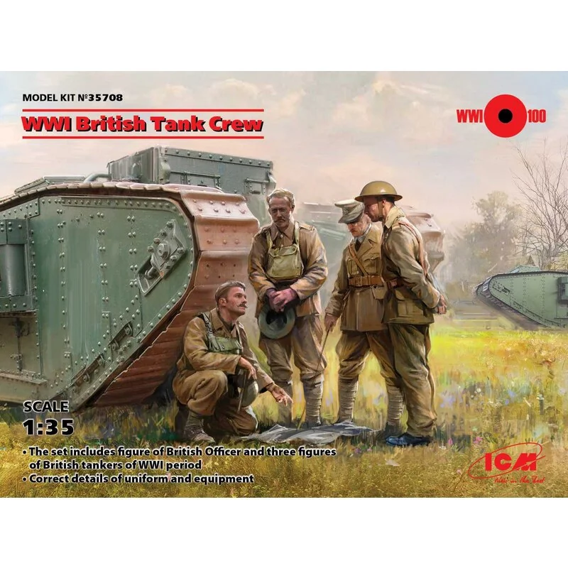 WWI British Tank Crew (4 figurines) (100% de nouveaux moules)