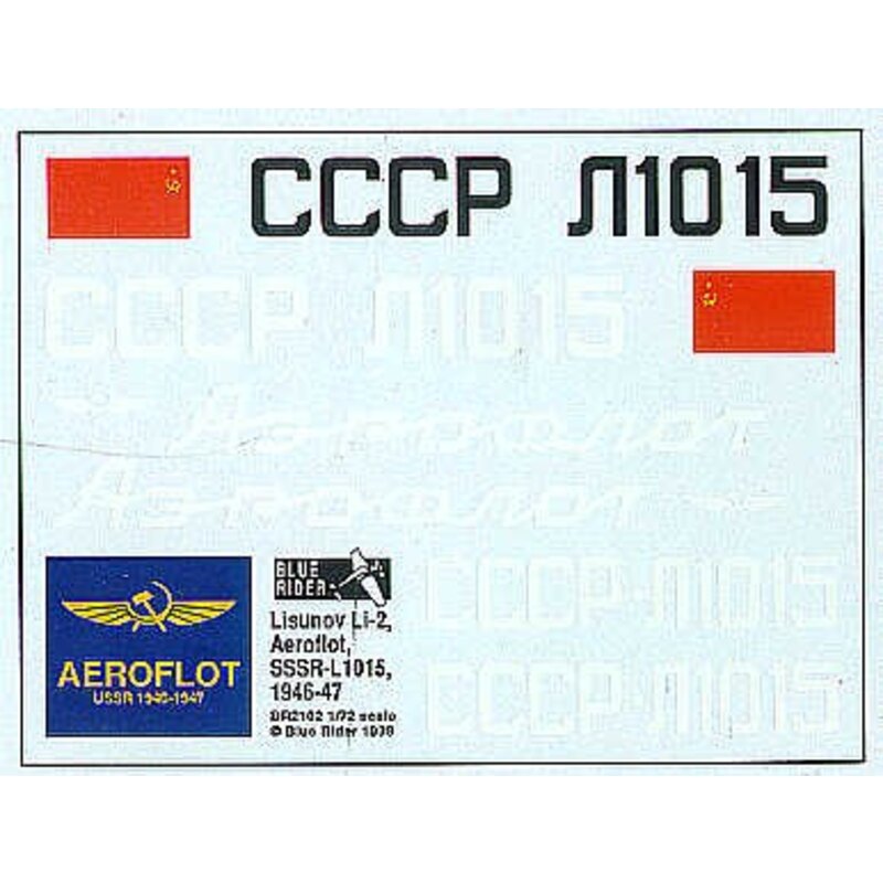 Décal Aeroflot Lisunov Li-2 Civil Aeroflot decals for a 1946-47 Lisunov Li-2 (licence built Douglas DC-3)