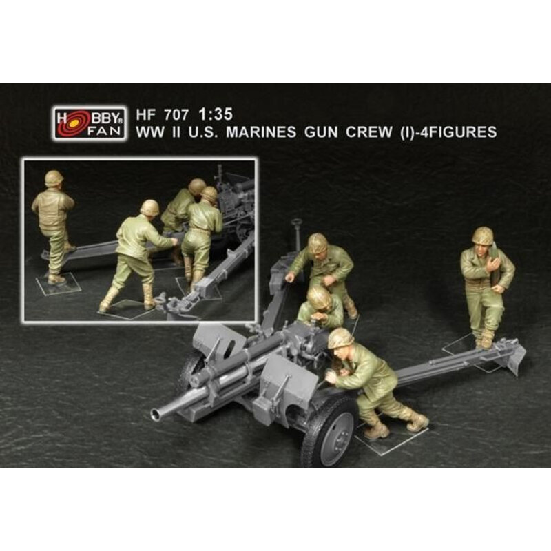 Équipage de fusiliers US Marines de la Seconde Guerre mondiale (set 1 4 fig.)