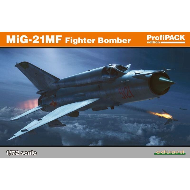 Mikoyan MiG-21MF Fighter-Bomber ProfiPack edition of 1/72 scale kit of Cold War jet aircraft MiG-21MF. - plastic parts: Eduard -