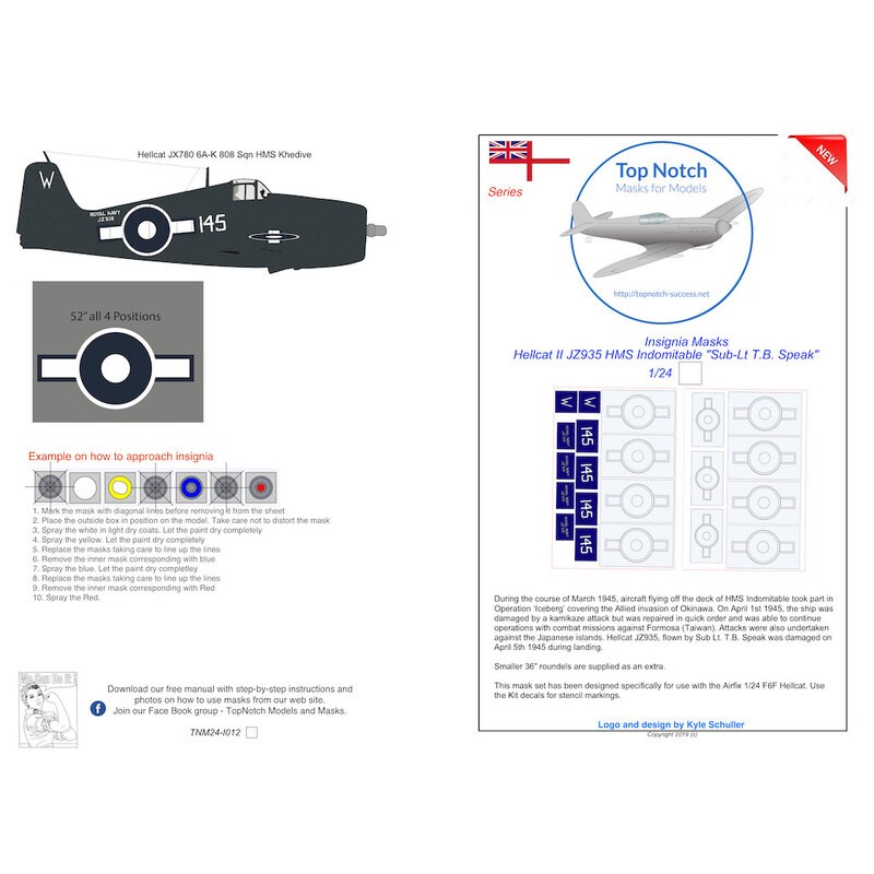 Grumman Hellcat II JZ935 HMS Indomptable "Sub-Lt TB Speak" (conçu pour être utilisé avec les kits Airfix) [F6F-5]