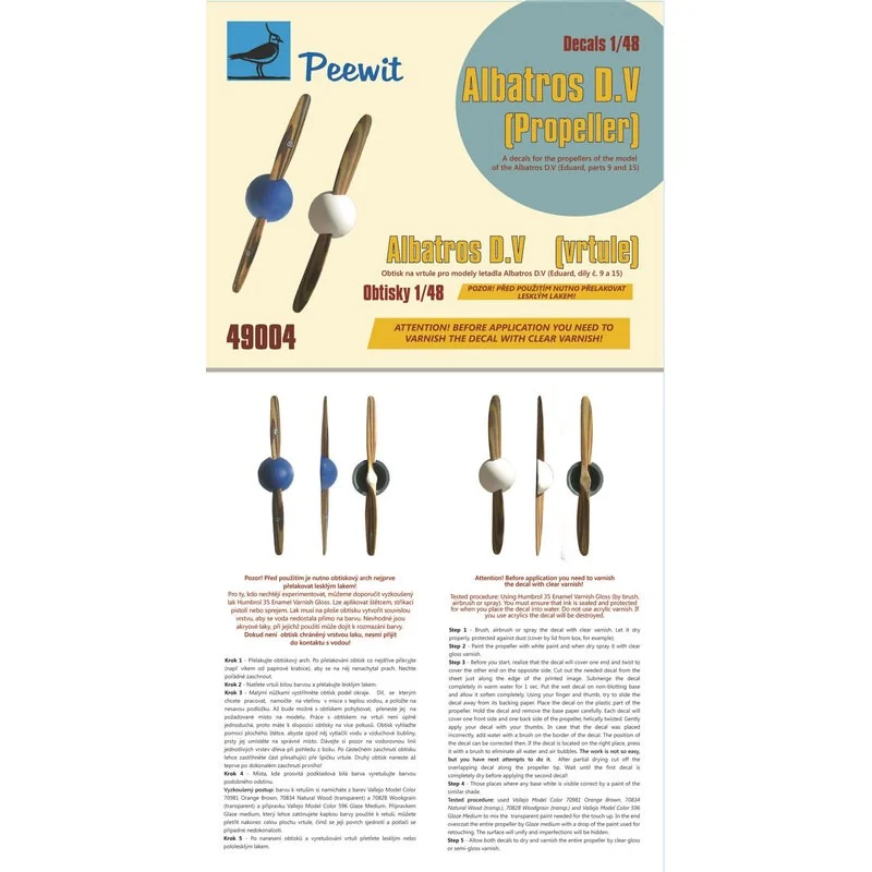 Décal Albatros DV (Propeller) - conçu pour être utilisé avec les kits Eduard, pièces 9 et 15 (c'est-à-dire les deux hélices du k