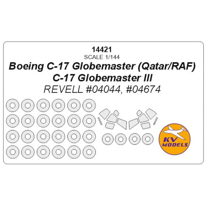 Boeing C-17 Globemaster (Qatar / RAF) / C-17 Globemaster III canopy paint mask AND wheel paint mask masks (conçu pour être utili