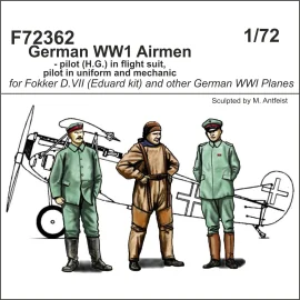 Aviateurs allemands de la Première Guerre mondiale - pilote (HG) en combinaison de vol, pilote en uniforme et mécanicien. Un tri