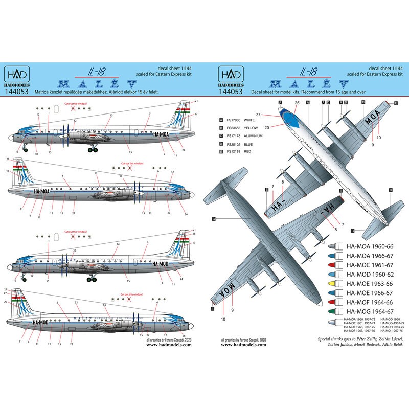 Décal Ilyushin IL-18 "rétro" années 60 peinture MALEV