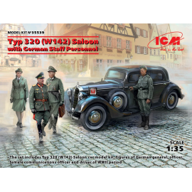 Maquette Typ 320 (W142) Berline, voiture de service allemande de la Seconde Guerre mondiale avec du personnel allemand