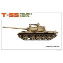 T-55 soviétique POLISH PROD. MODÈLE HAUTEMENT DÉTAILLÉ BARRES DE TORSION PORTABLES LIENS DE VOIE INDIVIDUELS INCLUS PIÈCES ATTAC