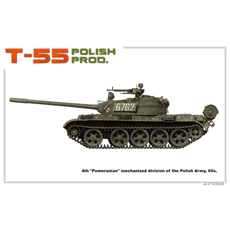 T-55 soviétique POLISH PROD. MODÈLE HAUTEMENT DÉTAILLÉ BARRES DE TORSION PORTABLES LIENS DE VOIE INDIVIDUELS INCLUS PIÈCES ATTAC