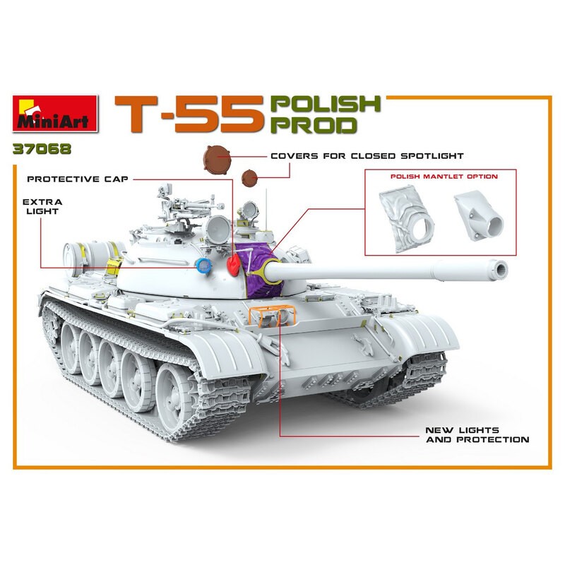 T-55 soviétique POLISH PROD. MODÈLE HAUTEMENT DÉTAILLÉ BARRES DE TORSION PORTABLES LIENS DE VOIE INDIVIDUELS INCLUS PIÈCES ATTAC