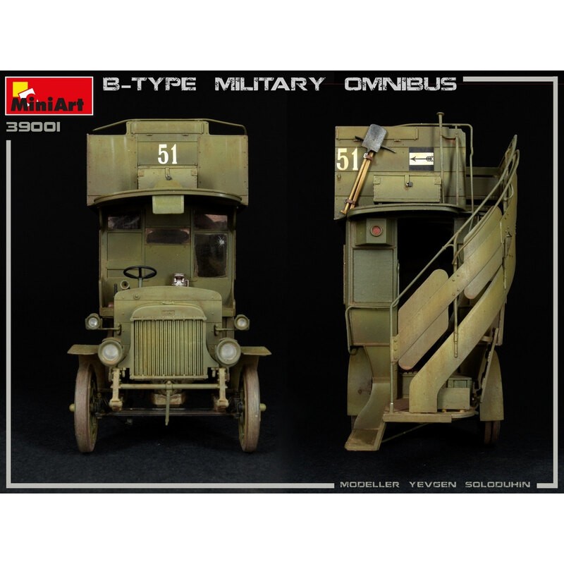 OMNIBUS MILITAIRE DE TYPE B (Old Bill Bus) MODÈLE HAUTEMENT DÉTAILLÉ PIÈCES DE MÉCANISME PRÉCISES INCLUSES PIÈCES DÉCAPÉES À LA 