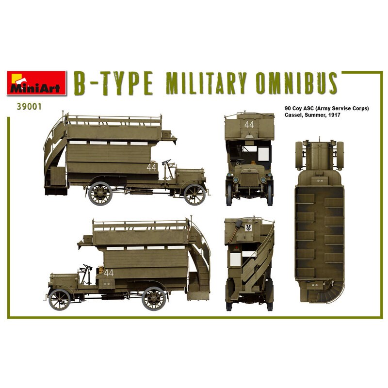 OMNIBUS MILITAIRE DE TYPE B (Old Bill Bus) MODÈLE HAUTEMENT DÉTAILLÉ PIÈCES DE MÉCANISME PRÉCISES INCLUSES PIÈCES DÉCAPÉES À LA 