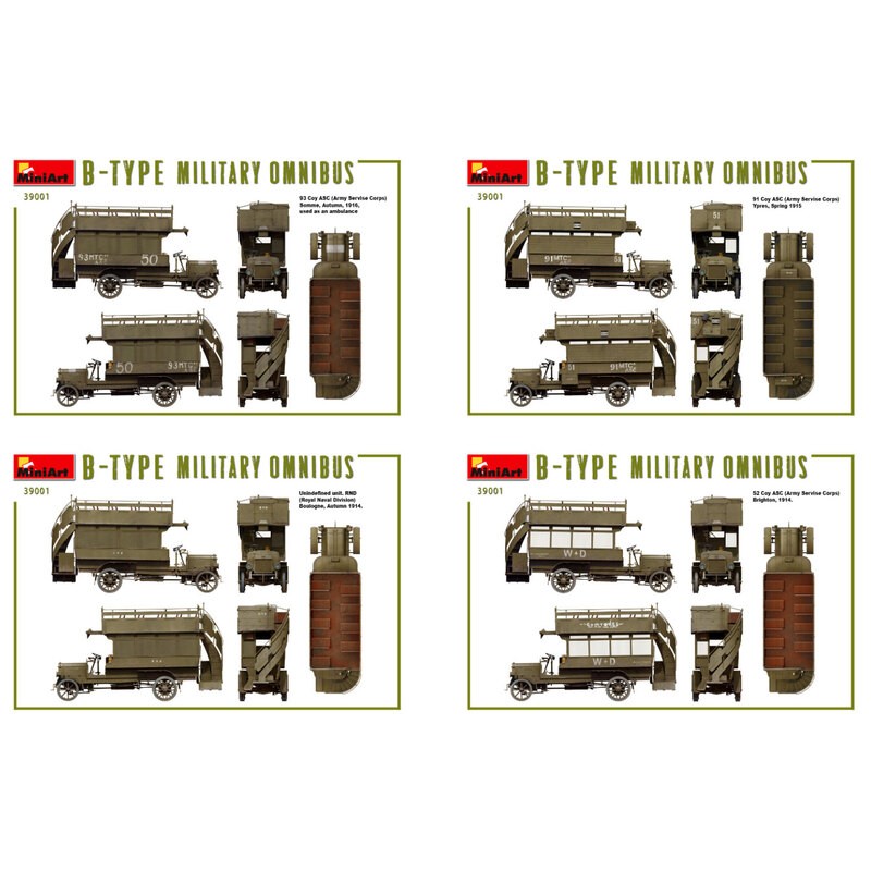 OMNIBUS MILITAIRE DE TYPE B (Old Bill Bus) MODÈLE HAUTEMENT DÉTAILLÉ PIÈCES DE MÉCANISME PRÉCISES INCLUSES PIÈCES DÉCAPÉES À LA 