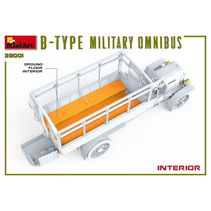 OMNIBUS MILITAIRE DE TYPE B (Old Bill Bus) MODÈLE HAUTEMENT DÉTAILLÉ PIÈCES DE MÉCANISME PRÉCISES INCLUSES PIÈCES DÉCAPÉES À LA 