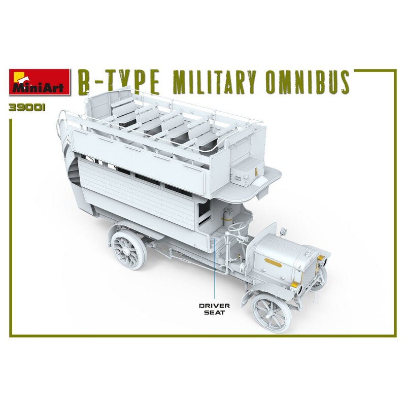 OMNIBUS MILITAIRE DE TYPE B (Old Bill Bus) MODÈLE HAUTEMENT DÉTAILLÉ PIÈCES DE MÉCANISME PRÉCISES INCLUSES PIÈCES DÉCAPÉES À LA 